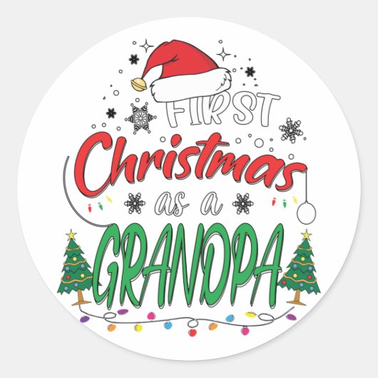 Mijn eerste Kerstmis als opa Funny New opa Ronde Sticker (Voorkant)