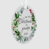 Mijn eerste Kerstmis als opa Modern Wreath Holly Ornament (voorkant)
