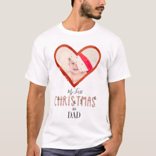 Mijn eerste Kerstmis als pa Love Heart Baby Foto T-shirt