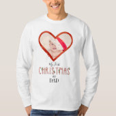 Mijn eerste Kerstmis als pa Love Heart Baby Foto T-shirt (Voorkant)
