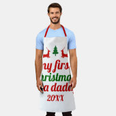 "Mijn eerste Kerstmis als papa" groen rood hert Schort (Gedragen)