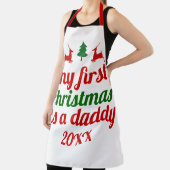 "Mijn eerste Kerstmis als papa" groen rood hert Schort (Insitu)