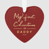 Mijn eerste Kerstmis als papa Heart Shaped Photo Ornament (voorkant)