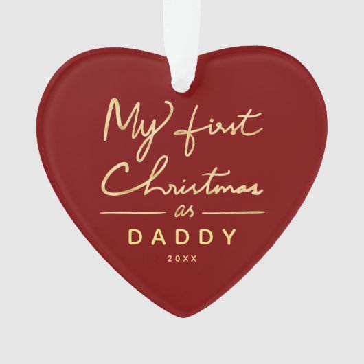 Mijn eerste Kerstmis als papa Heart Shaped Photo Ornament (voorkant)