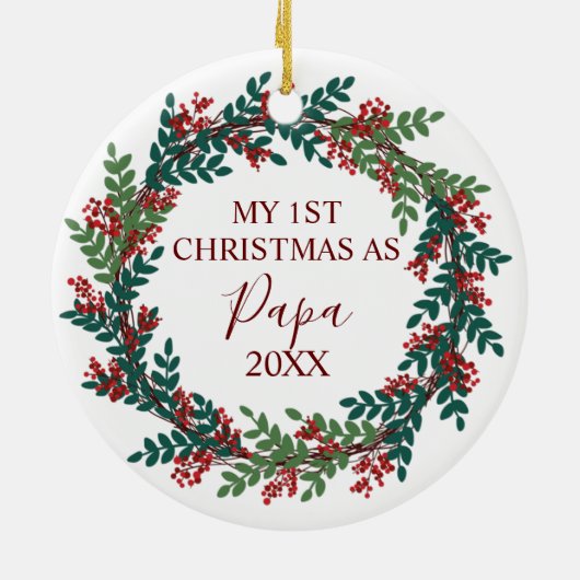 Mijn eerste Kerstmis als Papa Jaar Kerstmis Keramisch Ornament (Achterkant)