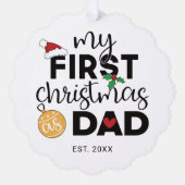 Mijn eerste Kerstmis als papa naam en foto Ornament Kaart (Voorkant)