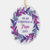 Mijn eerste Kerstmis als Papa Year Paarse Wreate Keramisch Ornament (Rechts)