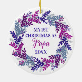 Mijn eerste Kerstmis als Papa Year Paarse Wreate Keramisch Ornament (Achterkant)