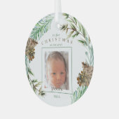 Mijn eerste Kerstmis als tante Name Foliage Photo Glas Ornament (Voorkant links)