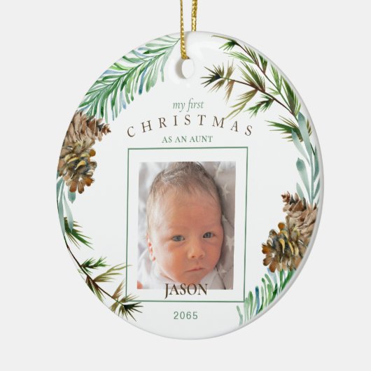 Mijn eerste Kerstmis als tante Name Foliage Photo Keramisch Ornament (Links)