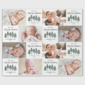 Mijn eerste Kerstmis als tante Photo Collage Trees Cadeaupapier (Vlak)