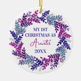 Mijn eerste Kerstmis als tante Year Paarse Wreate Keramisch Ornament
