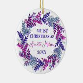 Mijn eerste Kerstmis als tante Year Paarse Wreate Keramisch Ornament (Rechts)