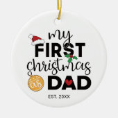 Mijn eerste Kerstmis als vader met naam en foto Keramisch Ornament (Voorkant)