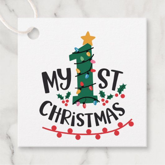 Mijn eerste Kerstmis Bedankjes Labels (Voorkant)