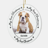 Mijn eerste Kerstmis: Cute Dog Black Puppy Foto Keramisch Ornament (Links)