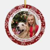 Mijn eerste Kerstmis | Foto: Red Snowflake keramie Keramisch Ornament (Voorkant)