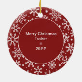 Mijn eerste Kerstmis | Foto: Red Snowflake keramie Keramisch Ornament (Achterkant)