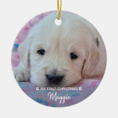 Mijn eerste Kerstmis - Foto van Cute Puppy Dog Keramisch Ornament (Voorkant)