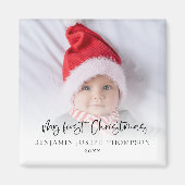Mijn eerste Kerstmis Fotoscript Baby Naam Jaar Magneet (Voorkant)