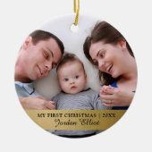 Mijn eerste Kerstmis, Gold Baby Photo Keepomwille Keramisch Ornament (Voorkant)