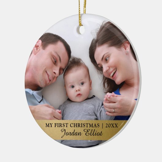 Mijn eerste Kerstmis, Gold Baby Photo Keepomwille Keramisch Ornament (Links)