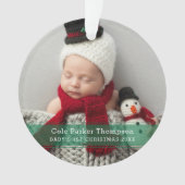 Mijn Eerste Kerstmis Groene Streep Aangepaste Baby Ornament (voorkant)