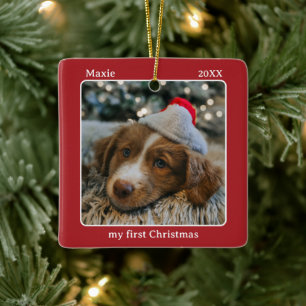 Mijn Eerste Kerstmis Huisdier Foto Naam Keramisch Ornament