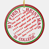 Mijn eerste Kerstmis in College Foto Lijst Keramisch Ornament (Achterkant)