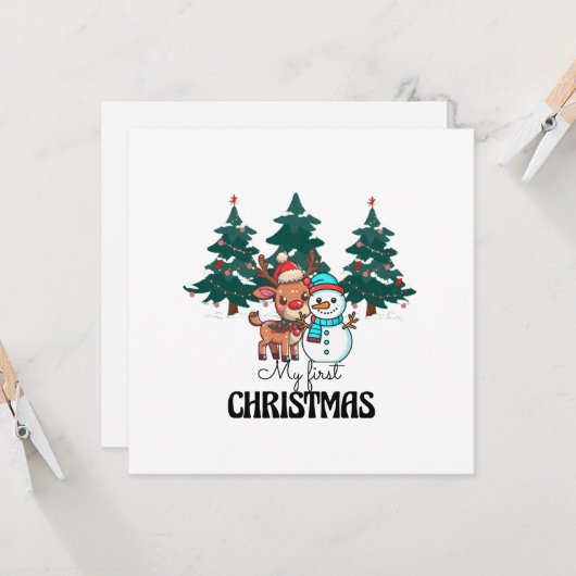 Mijn eerste Kerstmis Kaart (Voorkant / Achterkant in situ)