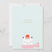 Mijn eerste Kerstmis: Kute Minimalist Polar Beary Feestdagenkaart (Voorkant)