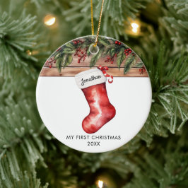 Mijn eerste Kerstmis leuke sok baby jongen meisje Keramisch Ornament