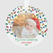 Mijn Eerste Kerstmis Lichten Baby Foto Ornament (voorkant)