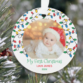 Mijn Eerste Kerstmis Lichten Baby Foto Ornament