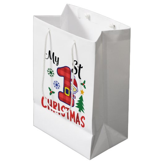 Mijn eerste Kerstmis Medium Cadeauzakje (Voorkant Gekanteld)