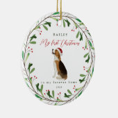 Mijn eerste Kerstmis met de naam Beagle Keramisch Ornament (Rechts)