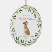 Mijn eerste Kerstmis met de naam Beagle Keramisch Ornament (Rechts)