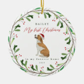 Mijn eerste Kerstmis met de naam Beagle Keramisch Ornament (Voorkant)