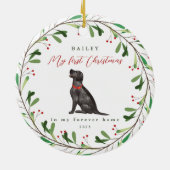 Mijn eerste Kerstmis met de naam Black Lab Keramisch Ornament (Achterkant)
