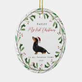 Mijn eerste Kerstmis met de naam Dachshund Keramisch Ornament (Rechts)