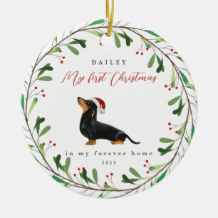 Mijn eerste Kerstmis met de naam Dachshund Keramisch Ornament