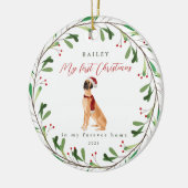 Mijn eerste Kerstmis met de naam Great Dane Keramisch Ornament (Links)