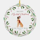 Mijn eerste Kerstmis met de naam Great Dane Keramisch Ornament (Achterkant)