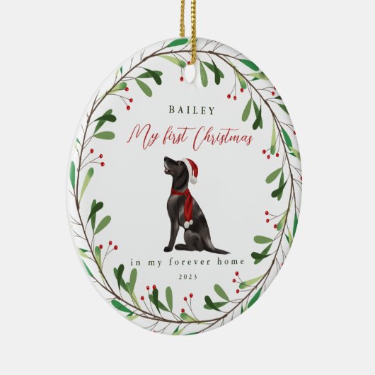 Mijn eerste Kerstmis met de naam Pointer-keramiek Keramisch Ornament (Rechts)