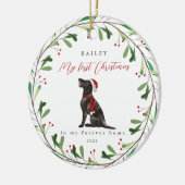 Mijn eerste Kerstmis met de naam Pointer-keramiek Keramisch Ornament (Links)