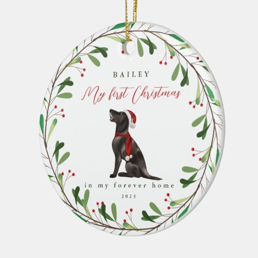 Mijn eerste Kerstmis met de naam Pointer-keramiek Keramisch Ornament (Links)