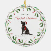 Mijn eerste Kerstmis met de naam Pointer-keramiek Keramisch Ornament (Achterkant)