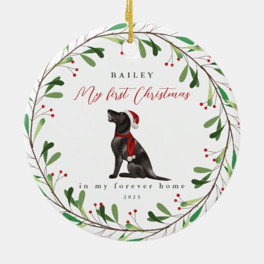 Mijn eerste Kerstmis met de naam Pointer-keramiek Keramisch Ornament (Achterkant)