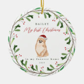 Mijn eerste Kerstmis met de naam Pommeren Keramisch Ornament (Voorkant)