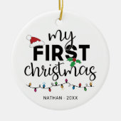 Mijn eerste Kerstmis met een naamfoto Keramisch Ornament (Voorkant)